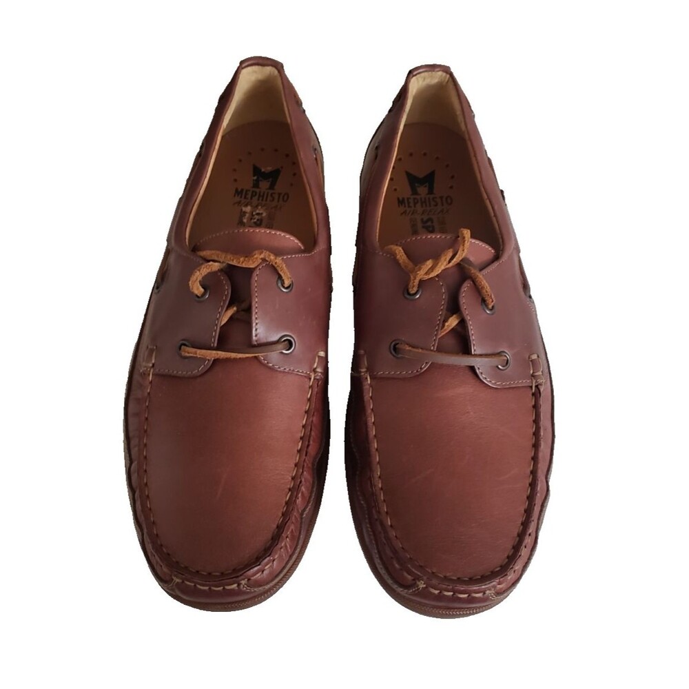 Mephisto Spinnaker Leather Boat Shoes Men's Sz 10.5 Brown Moc Toe Lace Up Preppy
